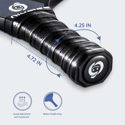 Pickleball Paddles Set of 2/4, USAPA Approved Lightweight Pickleball Rackets, Durable Fiberglass Surface with Polypropylene Honeycomb Core, Cushion Grip and Carry Bag